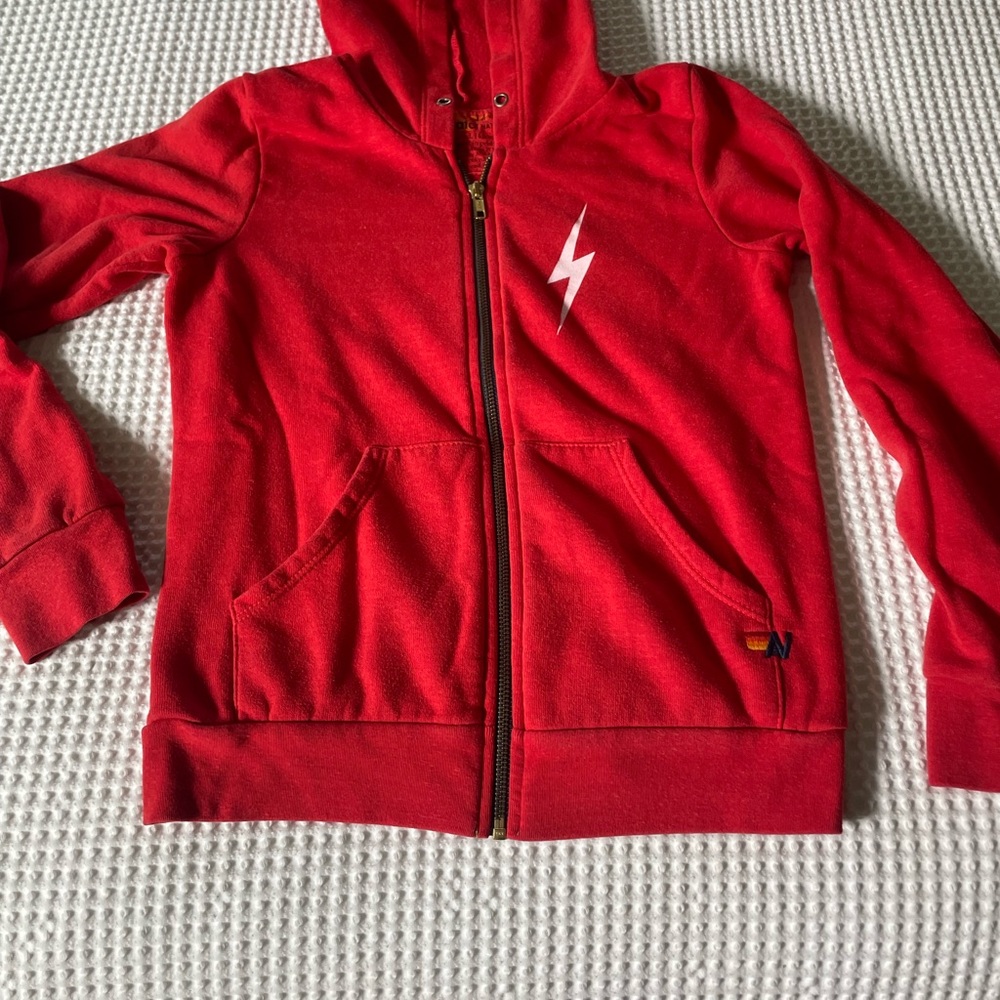 Aviator Nation Red Hoodie with Lightning Bolt